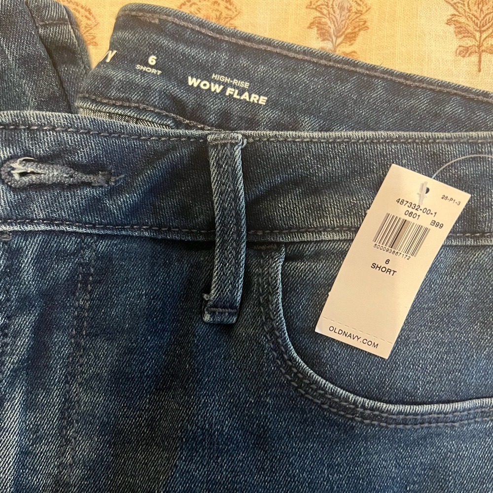 Old Navy Dark Blue High-Rise Wow Flare Jeans